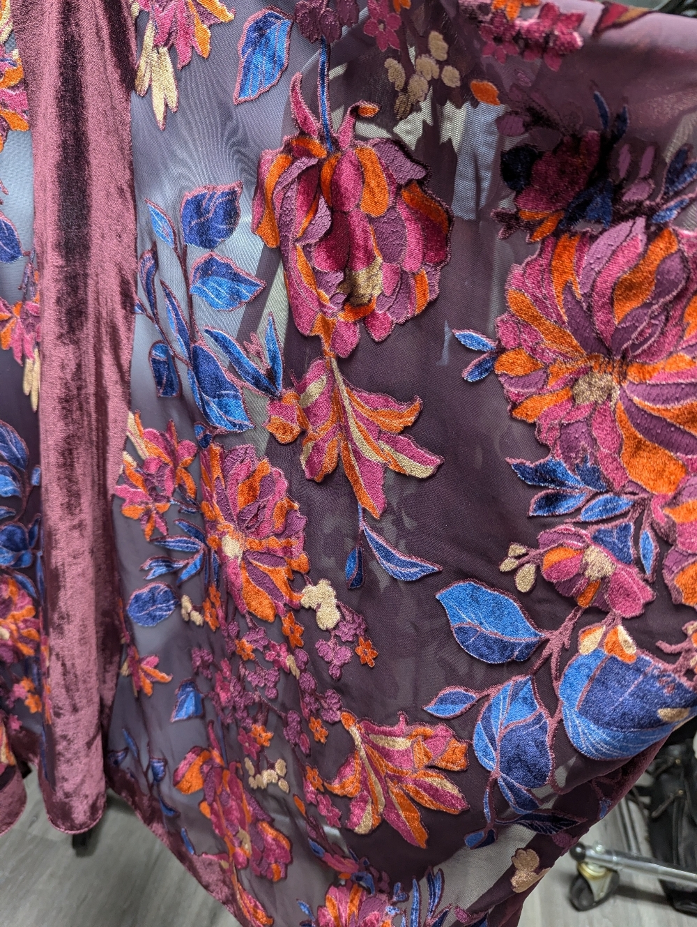 J Jill Velvet Burnout Kimono Topper One Size Boho Romance - Picture 9 of 14